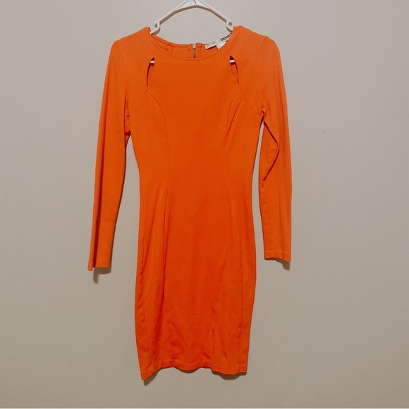 Fitted Long Sleeve Orange Dress by Necessary Objects - Picture 1 of 7